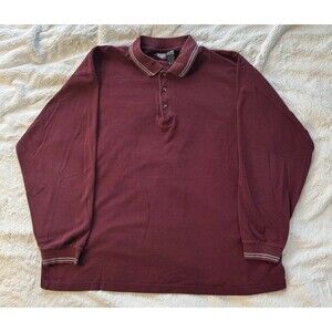 Vintage Faded Glory Mens Polo Shirt Size 2XL Distressed Rugby Maroon/Red Grunge
